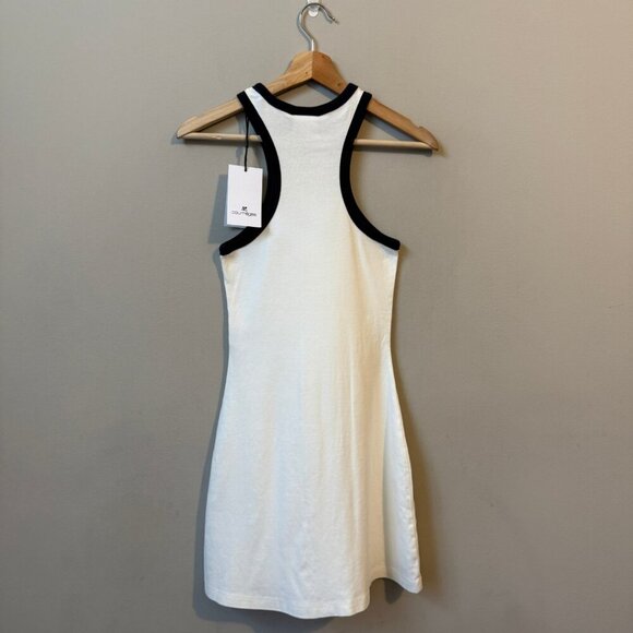 Courreges Paris Embroidered Cotton-Jersey Mini Dress Women's Small White NWT - Picture 5 of 14